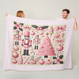 Rosa Nussknacker-Weihnachtsbaum Fleecedecke