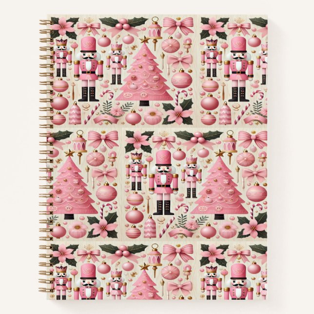 Rosa Nussknacker-Weihnachtsbaum  Notizbuch (Vorderseite)