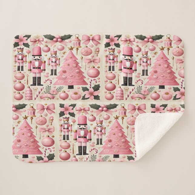 Rosa Nussknacker-Weihnachtsbaum  Sherpadecke (Vorderseite (Horizontal))
