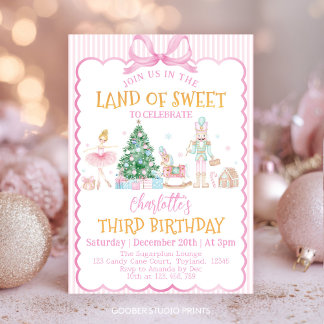 Rosa Nussknacker Weihnachtsland Süßer Geburtstag Einladung