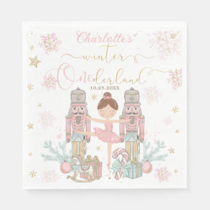 Rosa Nussknacker Winter Einmal-Land 1. Geburtstag Serviette