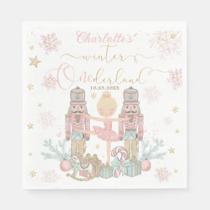 Rosa Nussknacker Winter Einmal-Land 1. Geburtstag Serviette