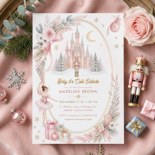 Rosa Nussknacker Zuckerpflaume Baby Shower Einladung