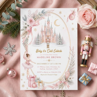 Rosa Nussknacker Zuckerpflaume Baby Shower Einladung