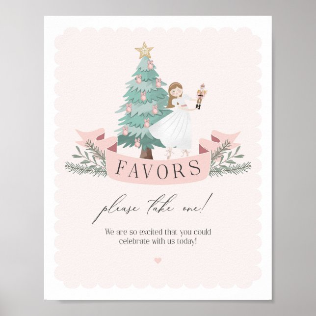 Rosa Nutcracker Babydusche Gefälligkeitszeichen Poster (Vorne)