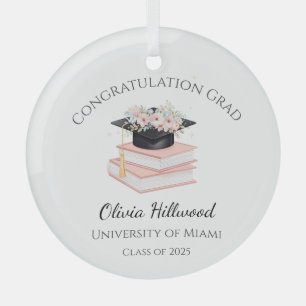 Rosa Oberteil der Bläschen Graduierung Uni Name Ornament Aus Glas