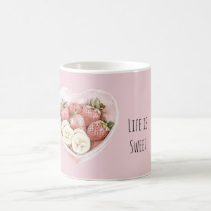 Rosa Obstschale: Erdbeeren und Bananen Kaffeetasse