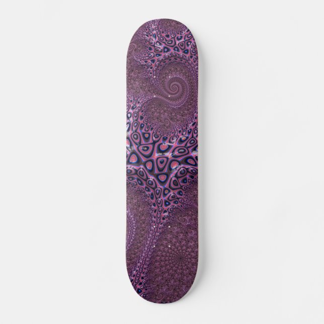 Rosa Octopus Fraktal Abstrakt Skateboard (Vorderseite)