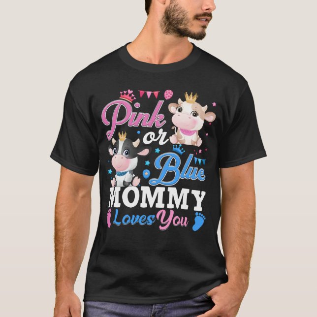 Rosa oder Blau Mama liebt dich Geschenke Kuh Baby  T-Shirt (Vorderseite)