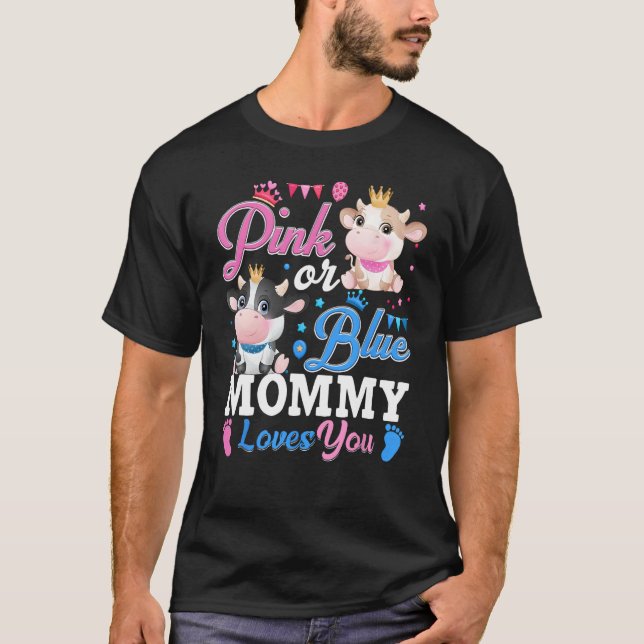 Rosa oder Blau Mama liebt dich Geschenke Kuh Baby  T-Shirt (Vorderseite)