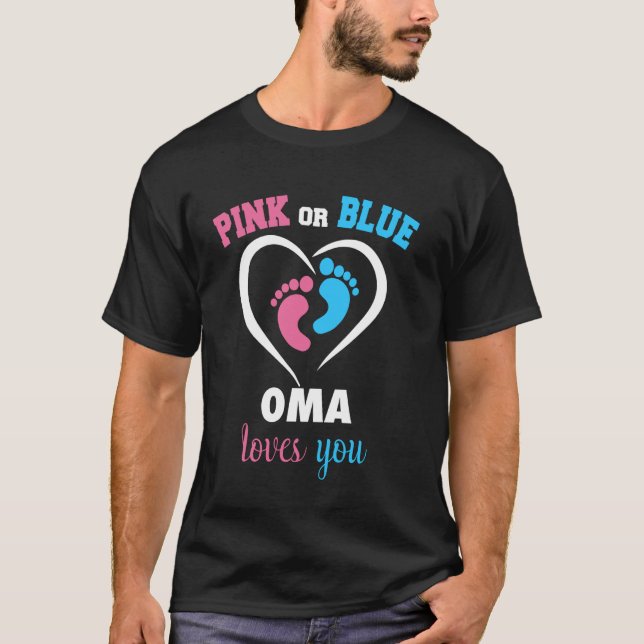 Rosa oder Blau Oma liebt dich Herz Geschlecht Enth T-Shirt (Vorderseite)
