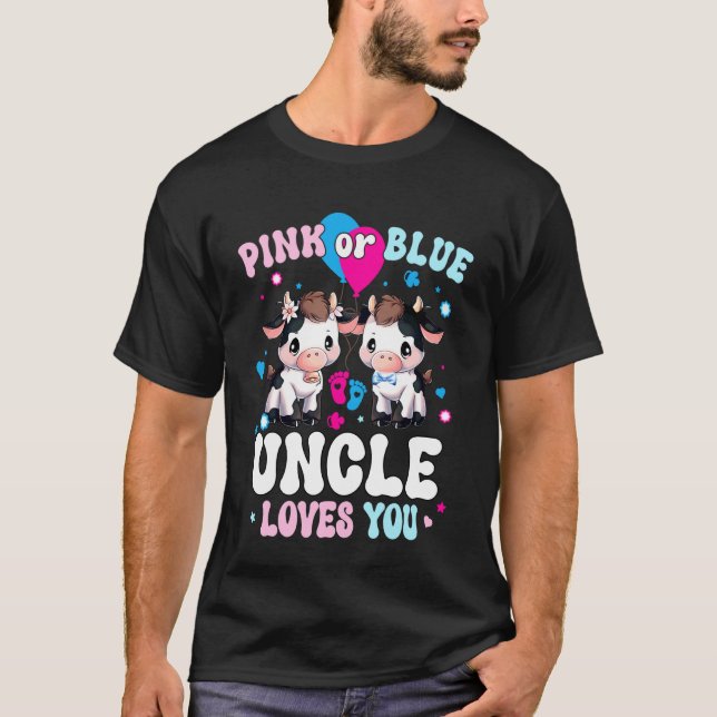 Rosa oder Blau Onkel liebt dich Kuh Geschlecht Ent T-Shirt (Vorderseite)
