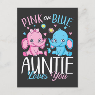 Rosa oder Blau Tante liebt dich Elefant Baby Postkarte