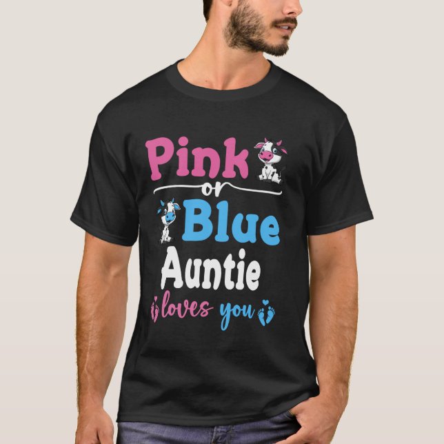 Rosa oder Blau Tante liebt dich Kuh Geschlechtsent T-Shirt (Vorderseite)