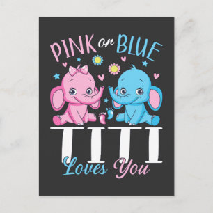 Rosa oder Blau Titi liebt dich Elefant Baby Postkarte