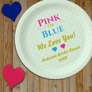 Rosa oder blau, wir Liebe dich! Geschlechtsankünd Pappteller