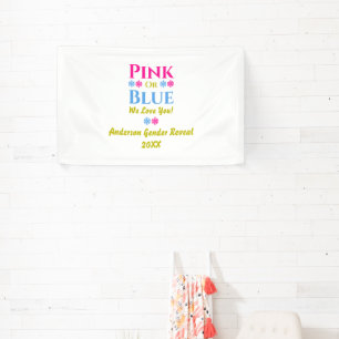 Rosa oder blau, wir Liebe dich! Geschlechtsankündi Banner