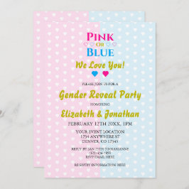 Rosa oder blau, wir Liebe dich! Geschlechtsankündi Einladung