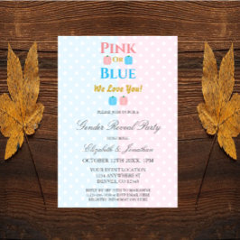 Rosa oder blau, wir Liebe dich! Geschlechtsankündi Einladung