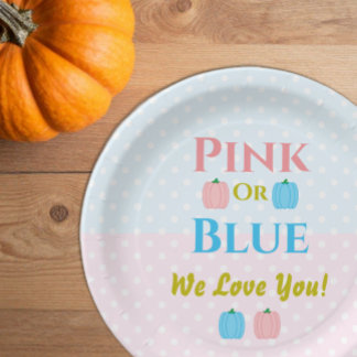 Rosa oder blau, wir Liebe dich! Geschlechtsankündi Pappteller