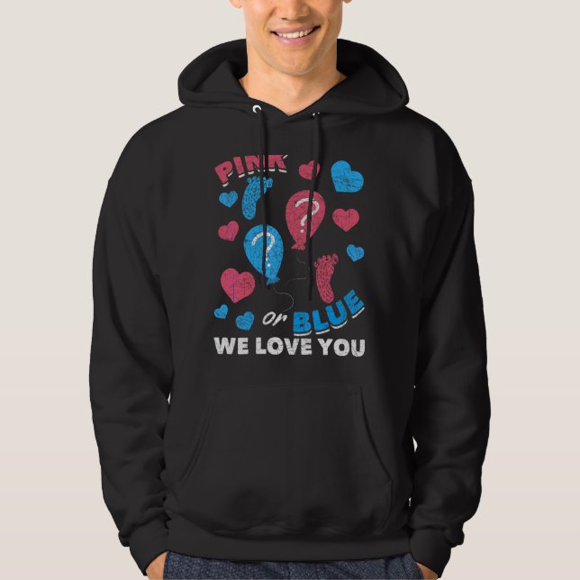 Rosa oder blau Wir Liebe Sie Baby Party Geschlecht Hoodie (Vorderseite)