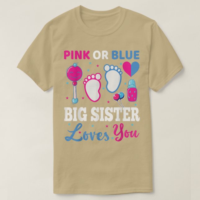 Rosa oder blaue Big Sister Lieben, die Sie Baby Ge T-Shirt (Design vorne)