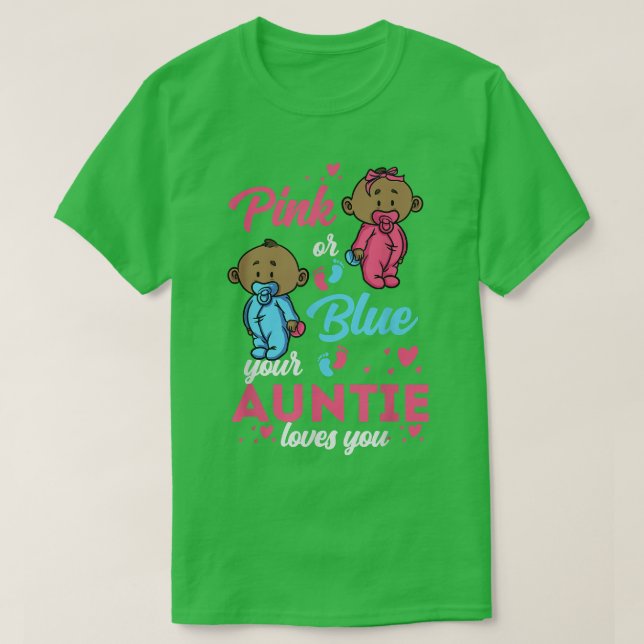 Rosa oder blaue Geschlechtsmeldung für Tantchen T-Shirt (Design vorne)