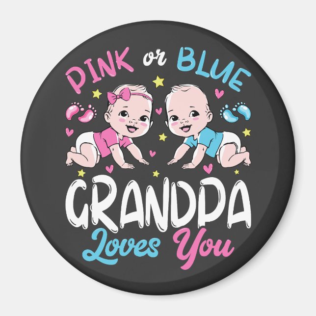 Rosa oder blaue Grandpa-Lieben, die Sie umkreisen Magnet (Vorne)