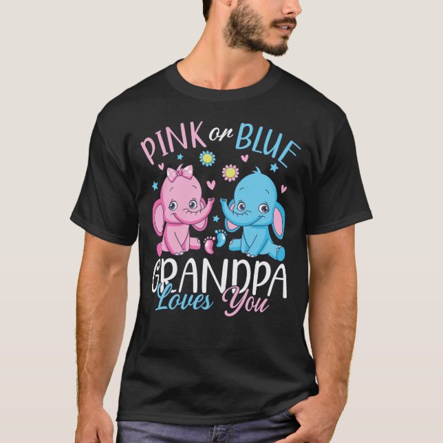 Rosa oder blaue Grandpa-Lieben Sie Elefanten Baby  T-Shirt (Vorderseite)