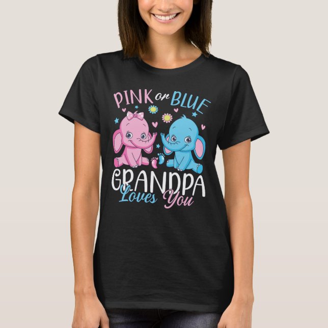 Rosa oder blaue Grandpa-Lieben Sie Elefantenfrauen T-Shirt (Vorderseite)