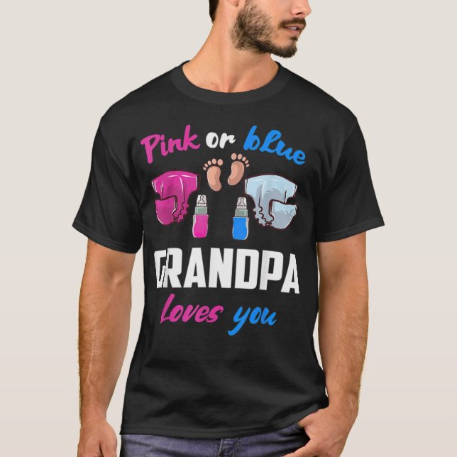 Rosa oder blaue Grandpa-Lieben Sie Geschlecht zeig T-Shirt (Vorderseite)