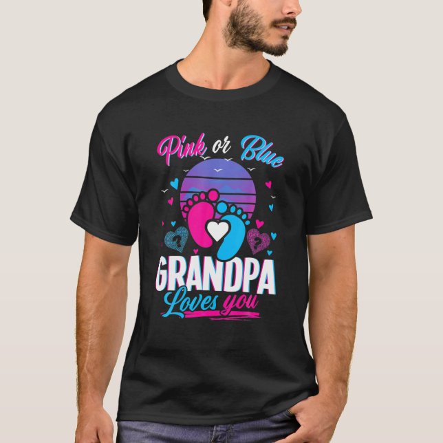 Rosa oder blaue Grandpa-Lieben Sie Mütter und Väte T-Shirt (Vorderseite)