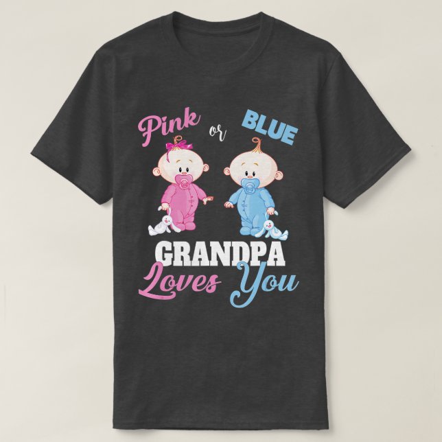 Rosa oder blaue Grandpa-Lieben YouGender Reveal T-Shirt (Design vorne)