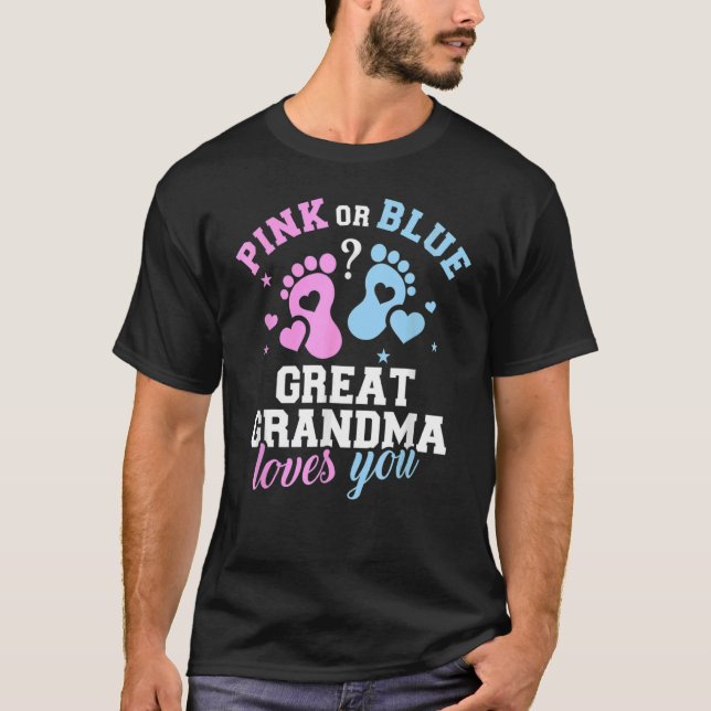 Rosa oder blaue große Oma-Lieben Sie Baby Geschlec T-Shirt (Vorderseite)