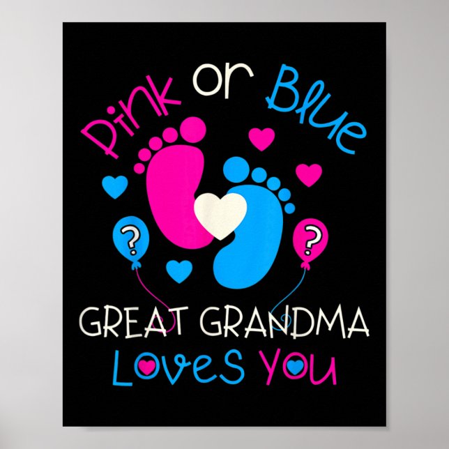 Rosa oder blaue große Oma-Lieben Sie Shirt Geschle Poster (Vorne)