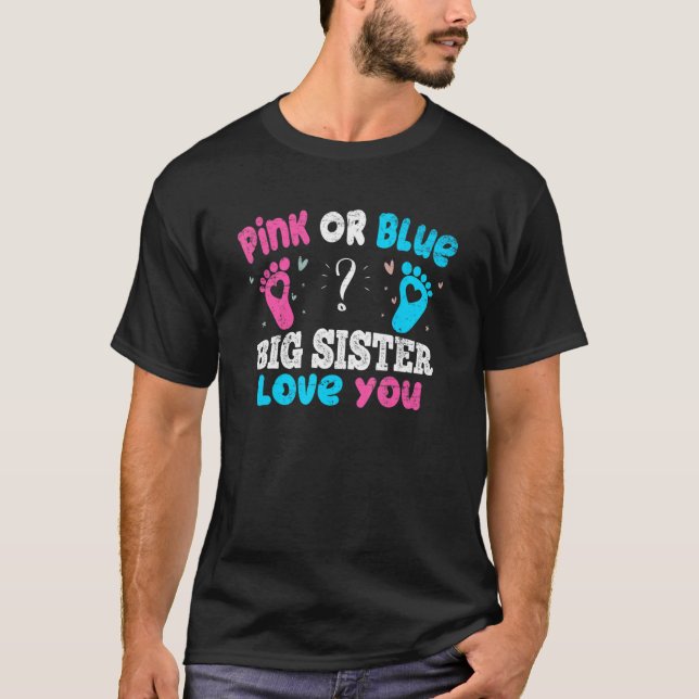 Rosa oder blaue große Schwester Liebe Sie Baby Par T-Shirt (Vorderseite)