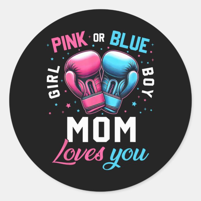 Rosa oder blaue Mama Lieben, die Sie Boxing Geschl Runder Aufkleber (Vorderseite)