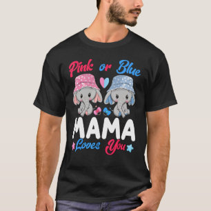 Rosa oder blaue Mama-Lieben Elefanten Baby Gender T-Shirt