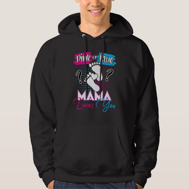Rosa oder blaue Mama-Lieben Sie Schwangerschaft Ge Hoodie (Vorderseite)