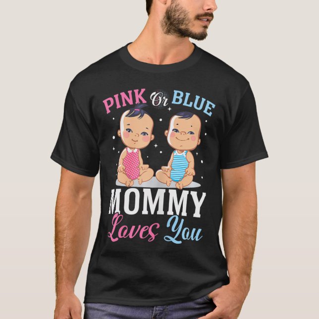 Rosa oder blaue Mami-Lieben Sie Geschlecht zeigen  T-Shirt (Vorderseite)