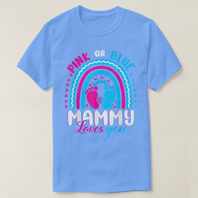 Rosa oder blaue MAMMY-Lieben Sie Geschlecht zeigen T-Shirt (Design vorne)