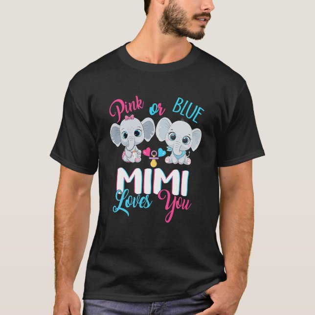 Rosa oder blaue Mimi-Lieben Sie Elefanten-Baby-Ges T-Shirt (Vorderseite)