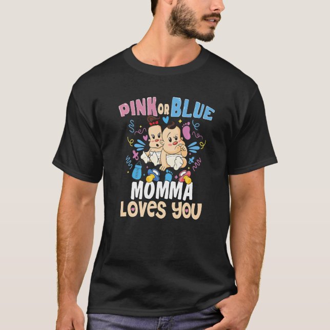 Rosa oder blaue Momma-Lieben Die beste Mama je Mut T-Shirt (Vorderseite)