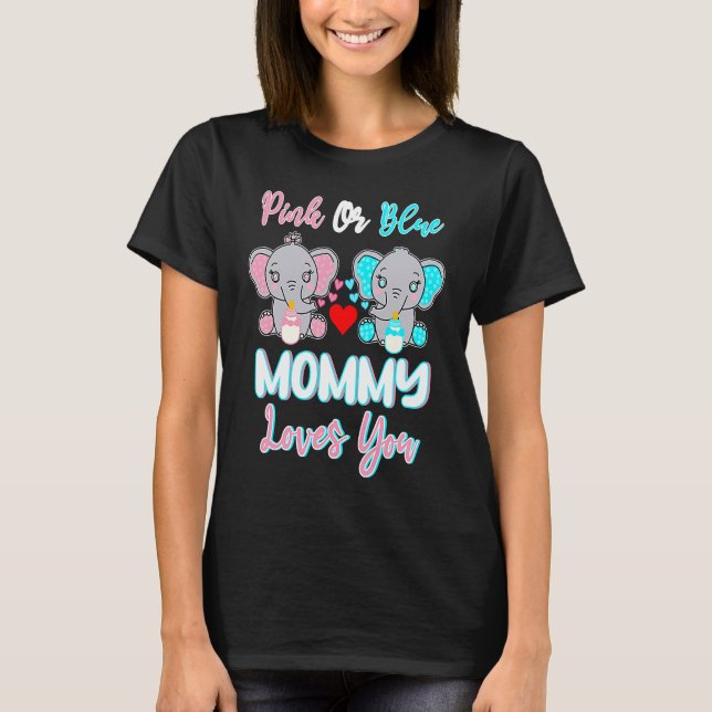 Rosa oder blaue Mommy-Lieben, die Sie Elefanten Ba T-Shirt (Vorderseite)