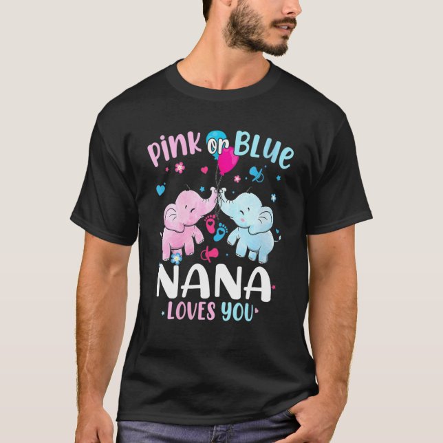 Rosa oder blaue Nana-Lieben, die Sie Elefanten Bab T-Shirt (Vorderseite)