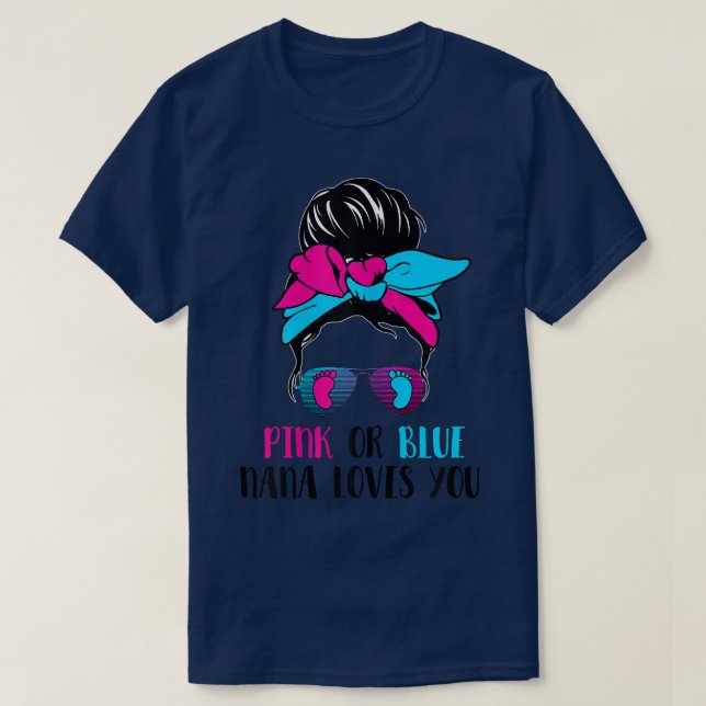 Rosa oder blaue Nana-Lieben Sie Niedliche Geschlec T-Shirt (Design vorne)