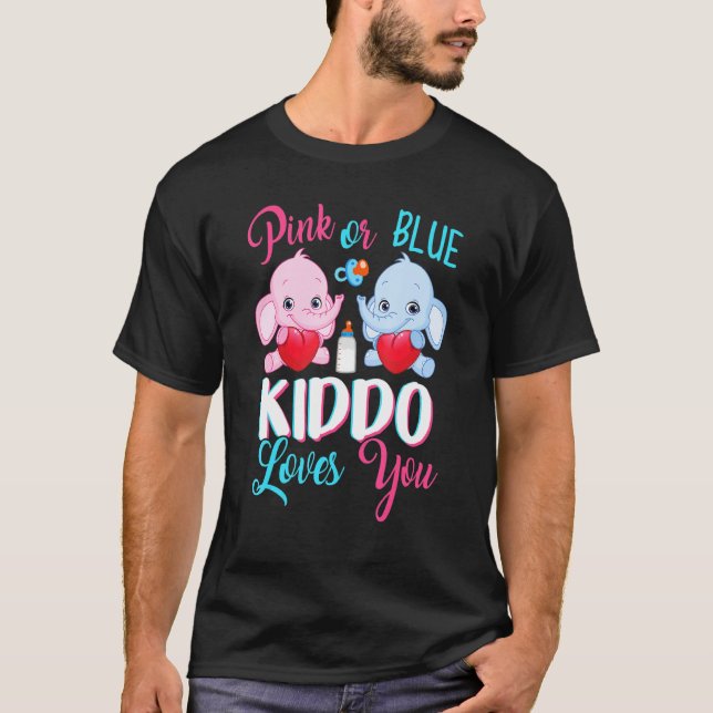 Rosa oder blaue Niddo-Lieben Sie Elefanten Baby Ge T-Shirt (Vorderseite)