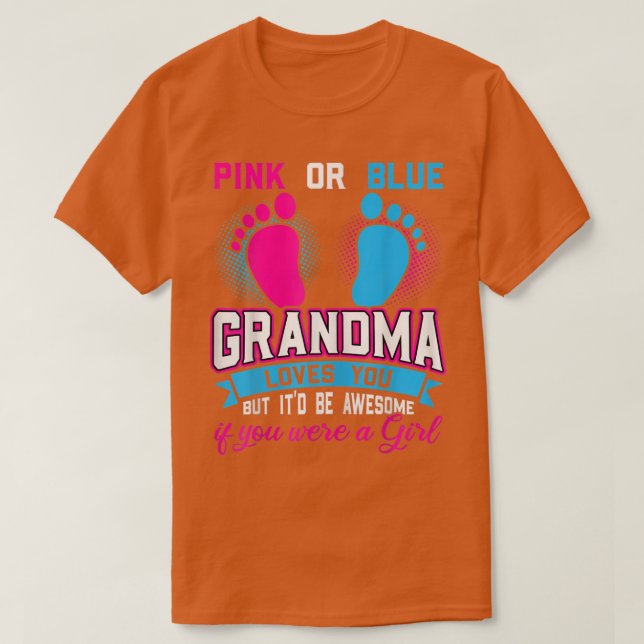 Rosa oder blaue Oma Frauen Liebe Sie Mädchen Gesch T-Shirt (Design vorne)