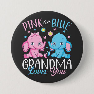 Rosa oder blaue Oma Lieben Sie Elephant Baby Round Button