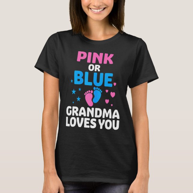 Rosa oder blaue Oma-Lieben Sie Geschlecht Baby Rev T-Shirt (Vorderseite)